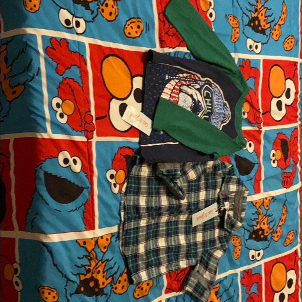 Cat and jack Kong sleeve tee and button down